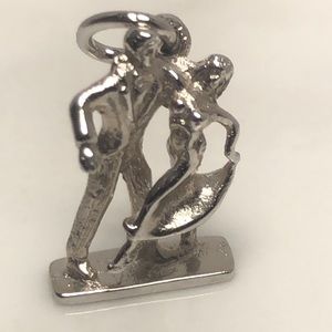 Dancing couple sterling silver vintage pendant bracelet charm
